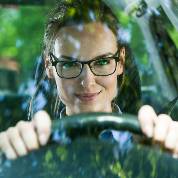 Driver with glasses